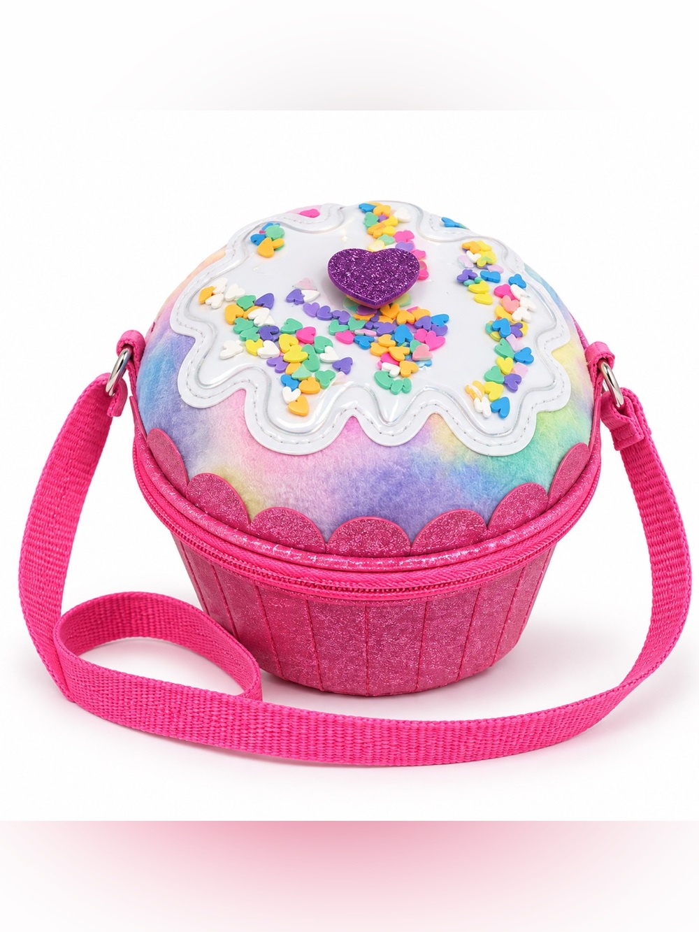Girls Cupcake Purse Rainbow Sprinkle Crossbody Bag Pink